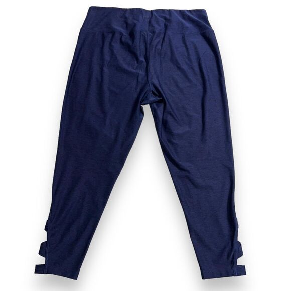 Apana Womens Leggings Athletic Workout Yoga Stretch Cutout Leg Pull On Blue 2X - Picture 7 of 10
